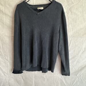 Ruff Hewn Mens XL Ribbed V Neck Sweater Gray 100% Cotton Long Sleeve Casual